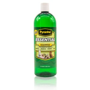 pyranha essential shampoo - with geraniol, argain oil, vitamin e, coconut oil, and aloe vera - die & paraben free, long lasting smell, biodegradable - shampoo for horse, dogs, cats, and more - 32 oz