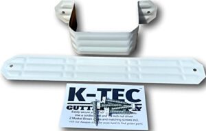 k-tec (2 pack) downspout strap for 2 inch x 3 inch aluminum rain gutter - leader pipe adapter with color matched screws. high gloss white set of 2 for 1 downspout.