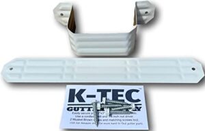k-tec (2 pack) downspout strap for 2 inch x 3 inch aluminum rain gutter - leader pipe adapter with color matched screws. low gloss white set of 2 for 1 downspout.