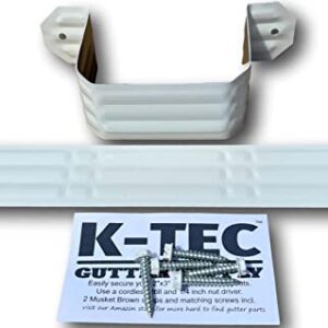 K-TEC (2 Pack) Downspout Strap for 2 inch x 3 inch Aluminum Rain Gutter - Leader Pipe Adapter with Color Matched Screws. Low Gloss White Set of 2 for 1 Downspout.