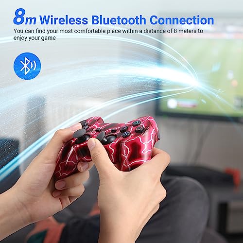 Powerextra Pro PS-3 Wireless Controller for Play-Station 3 with High Performance Upgraded Joystick Rechargeable Battery Double Shock for PS-3（Lightning + Galaxy）