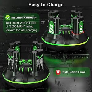 Ukor Fast Charging 4 x 2000mAh Rechargeable Battery Pack with Charger for Xbox Controller Rechargeable Batteries Xbox Accessories for Xbox One/Xbox Series X|S Xbox One S/Xbox One X/Xbox One Elite