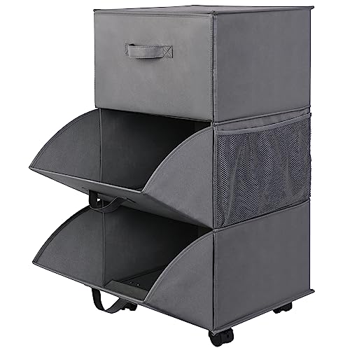 GRANNY SAYS 3 Drawer Storage Organizer, Storage Drawer for Bedroom, Fabric Storage Closet Drawers, Foldable Drawers for Clothing, Gray