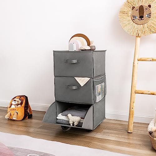 GRANNY SAYS 3 Drawer Storage Organizer, Storage Drawer for Bedroom, Fabric Storage Closet Drawers, Foldable Drawers for Clothing, Gray