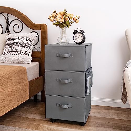 GRANNY SAYS 3 Drawer Storage Organizer, Storage Drawer for Bedroom, Fabric Storage Closet Drawers, Foldable Drawers for Clothing, Gray