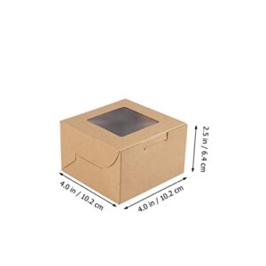 CALLARON 10pcs Kraft Paper Pastry Box Mini Cake Stand Disposable Paper Cups Mini Boxes Kraft Paper Boxes Bakery Box with Window Bakery Treat Boxes Cake Boxes with Clear Window Dessert Tray