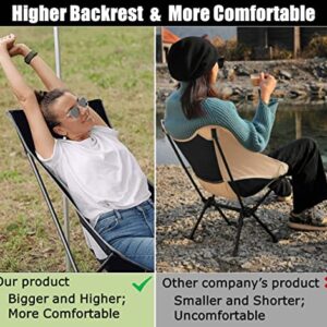 AnYoker Camping Chair, High-Back Compact Backpacking Chair, Portable Folding Chair, Beach Chair with Side Pocket and headrest, Lightweight Hiking Chair 0066ZZ (Coffee)