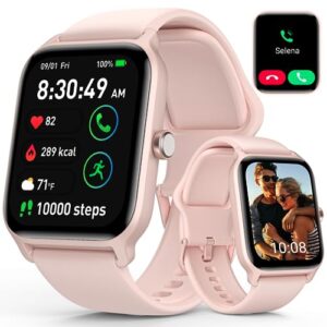 7-days battery life, bluetooth smart watch for women, iphone android phone compatible, waterproof fitness tracker smartwatch with call, alexa voice, heart rate, blood oxygen, sleep monitor 1.8 inch