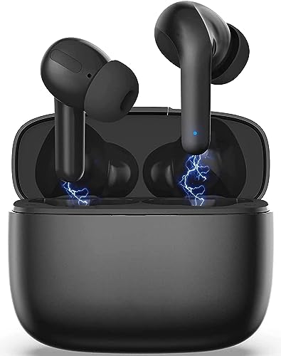 Wireless Earbud, Bluetooth 5.3 Headphones Bluetooth Earbud with Mics, Wireless Earphones in Ear Noise Cancelling Wireless Headphons Deep Bass IPX5 Waterproof Ear Buds Black Pro