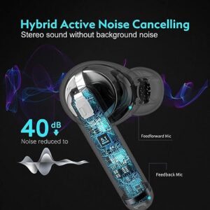 Wireless Earbud, Bluetooth 5.3 Headphones Bluetooth Earbud with Mics, Wireless Earphones in Ear Noise Cancelling Wireless Headphons Deep Bass IPX5 Waterproof Ear Buds Black Pro