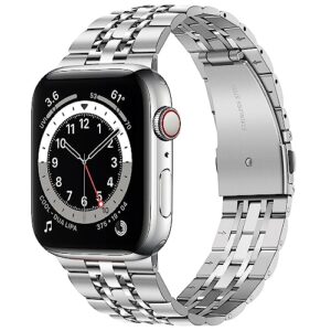 tasikar compatible with apple watch band 41mm 40mm 38mm, man women strap solid stainless steel metal replacement bracelet compatible for apple watch se series 8 7 6 5 4 3 2 1, 41/40/38mm silver