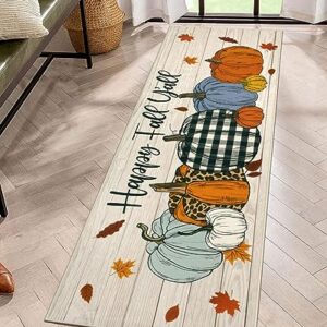 SHACOS Fall Runner Rug for Hallway 2x6ft Pumpkins Happy Fall Y’All Farmhouse Non Slip Washable Kitchen Mats Autumn Home Decor Floor Mat for Entryway Kitchen Laundry Room Hallway, Pumpkins