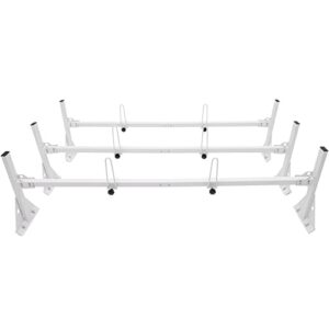 VEVOR Van Roof Ladder Rack, 56.3-61.4" Adjustable Van Racks, 750 lbs Capacity Alloy Steel Roof Racks with Ladder Stoppers, Rain Gutter Racks Compatible with Full-Size Vans, 3 Pcs