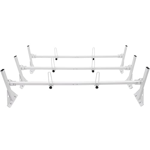 VEVOR Van Roof Ladder Rack, 56.3-61.4" Adjustable Van Racks, 750 lbs Capacity Alloy Steel Roof Racks with Ladder Stoppers, Rain Gutter Racks Compatible with Full-Size Vans, 3 Pcs