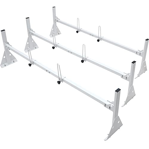 VEVOR Van Roof Ladder Rack, 56.3-61.4" Adjustable Van Racks, 750 lbs Capacity Alloy Steel Roof Racks with Ladder Stoppers, Rain Gutter Racks Compatible with Full-Size Vans, 3 Pcs