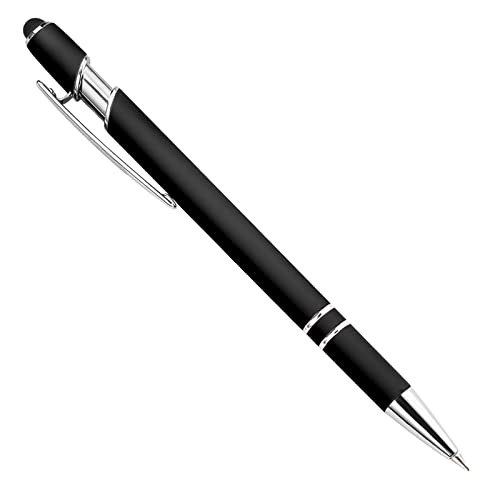 Uoffice5 Ballpoint Pens with Stylus Tips - Fine Point Pens in Black Ink for Women Men Wedding （Black）