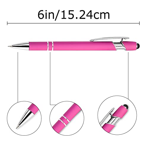 Uoffice5 Ballpoint Pens with Stylus Tips - Fine Point Pens in Black Ink for Women Men Wedding （Black）