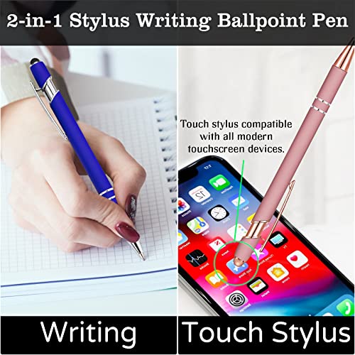 Uoffice5 Ballpoint Pens with Stylus Tips - Fine Point Pens in Black Ink for Women Men Wedding （Black）