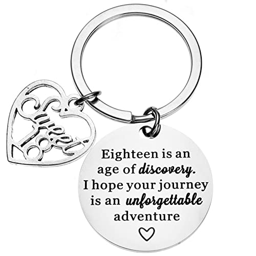 MaoMaoCha 18th Happy Birthday Gifts Keychain, 18 Year Old Bar Mitzvah Gift for Her/Him, Inspirational Gifts for 18 Teen Girls Boys, Made of Stainless Steel