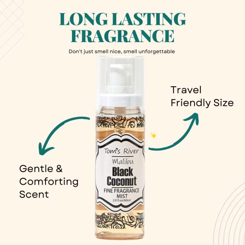 Infinix Black Coconut - Fine Fragrance Mist - 2 fl oz/60ml, Body Spray for Women, Gentle and Long Lasting Perfume for Men & Women, For Daily Use, Summer Ready