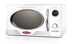nostalgia retro microwave - countertop microwave oven - includes 12 pre-programmed settings and digital clock - 0.9 cu ft. - 800 watts - white