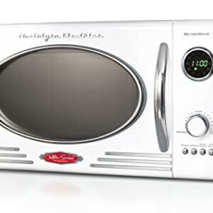 Nostalgia Retro Microwave - Countertop Microwave Oven - Includes 12 Pre-Programmed Settings and Digital Clock - 0.9 CU Ft. - 800 Watts - White