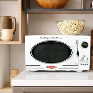 Nostalgia Retro Microwave - Countertop Microwave Oven - Includes 12 Pre-Programmed Settings and Digital Clock - 0.9 CU Ft. - 800 Watts - White