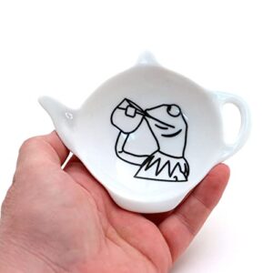Kermit Drinking Tea meme teabag holder, teapot shaped tea bag dish - Lennymud by Lorrie Veasey