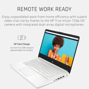 HP Latest Stream 14" HD Laptop, Intel Celeron Processor, 4GB Memory, 64GB eMMC Storage, Fast Charge, HDMI, Up to 11 Hours Long Battery Life, Office 365 1-Year, Win 11 S, Microfiber Bundle, White