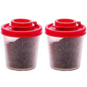 2 pack salt and pepper shakers set moisture proof 4.35oz plastic salt shaker with lid for camping outdoors kitchen lunch 2 pack salt and pepper shakers (medium, 2 pack) (red, 2 pack - medium)