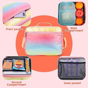 Kids Lunch Box Insulated Lunch Bag Box for Girls 3-12 Lunch Box School Supplies Reusable Lunch Box for Girls Back to School Leakproof Cooler Lunch Tote Bag with Adjustable Shoulder Strap