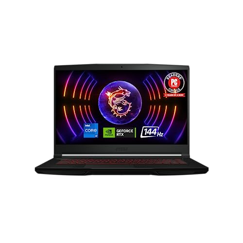 MSI Thin GF63 Gaming Laptop: Intel Core i5-12450H GeForce RTX 2050, 15.6" FHD, 144Hz, 8GB DDR4, 512GB NVMe SSD, Type-C USB 3.2 Gen 1, Cooler Boost 5, Win 11 Home: Black 12UCX-484US