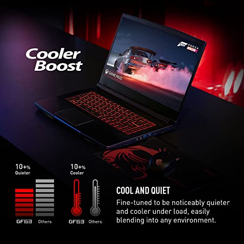 MSI Thin GF63 Gaming Laptop: Intel Core i5-12450H GeForce RTX 2050, 15.6" FHD, 144Hz, 8GB DDR4, 512GB NVMe SSD, Type-C USB 3.2 Gen 1, Cooler Boost 5, Win 11 Home: Black 12UCX-484US