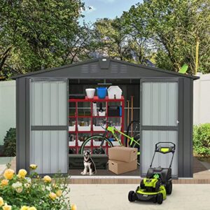 domi outdoor storage shed 10'x8', metal sheds outdoor storage with lockable doors & air vents for patio garden lawn backyard,gray