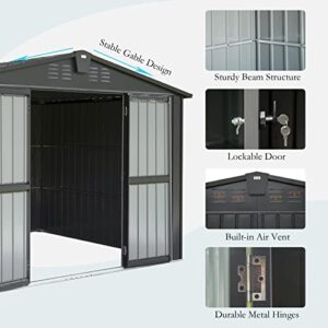 Domi Outdoor Storage Shed 10'x8', Metal Sheds Outdoor Storage with Lockable Doors & Air Vents for Patio Garden Lawn Backyard,Gray