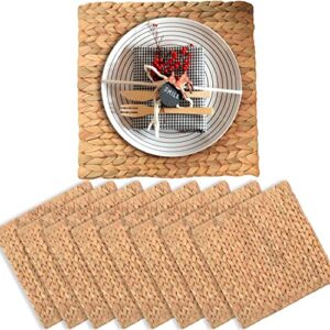 jaipur special home jute braided square placemats 14x14 inches - natural reversible mats for dining table woven placemats farmhouse placemats (set of 8)