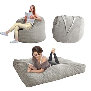 maxyoyo giant bean bag chair bed for adults, convertible beanbag folds from lazy chair to floor mattress bed, large floor sofa couch, big sofa bed, high-density foam filling, machine washable