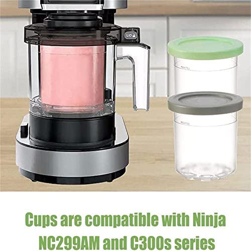 Ice Cream Pints Cup, Ice Cream Containers with Lids Replacements for Ninja Creami Pints, Ninja Creami Containers for Safe & Leak Proof, For NC300S NC299AMZ Series Ice Cream Maker (2Pcs-B)