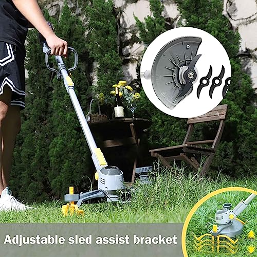 WeGofly Cordless String Trimmer & Edger, (Electric Weed Wacker Include 2 x 21V 4.0Ah Battery and 5 Types Blades), 3-in-1 Edger Lawn Tool/Weed Eater Battery Powered/Brush Cutter - WEG21B…