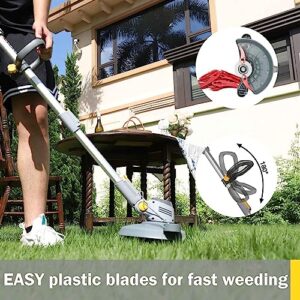 WeGofly Cordless String Trimmer & Edger, (Electric Weed Wacker Include 2 x 21V 4.0Ah Battery and 5 Types Blades), 3-in-1 Edger Lawn Tool/Weed Eater Battery Powered/Brush Cutter - WEG21B…