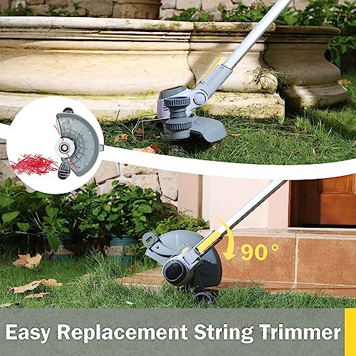 WeGofly Cordless String Trimmer & Edger, (Electric Weed Wacker Include 2 x 21V 4.0Ah Battery and 5 Types Blades), 3-in-1 Edger Lawn Tool/Weed Eater Battery Powered/Brush Cutter - WEG21B…
