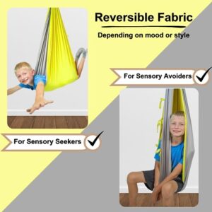 2 in 1 Kids Sensory Swing with Pillow | Kids Pod Swing & Autism Swing | Strong & Reversible Hanging Chair for Bedroom up to 200 lbs | Kids Hammock ADHD Chair | Sensory Swing for Kids Indoor Outdoor