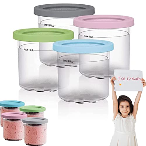 Ice Cream Pints Cup,Ice Cream Pints Cup, Ice Cream Containers With Lids For Ninja Creami Pints, Safe & Leak Proof Ice Cream Pints Kitchen Accessories,for Nc300s Nc299am Series Ice Cream Maker (4PCS)