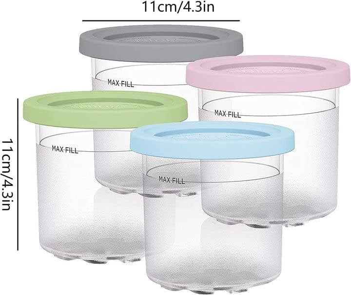 Ice Cream Pints Cup,Ice Cream Pints Cup, Ice Cream Containers With Lids For Ninja Creami Pints, Safe & Leak Proof Ice Cream Pints Kitchen Accessories,for Nc300s Nc299am Series Ice Cream Maker (4PCS)