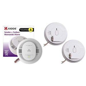 kidde hardwired smoke & carbon monoxide detector, aa battery backup, interconnectable, led warning light indicators & smoke detector, hardwired smoke alarm with battery backup, white