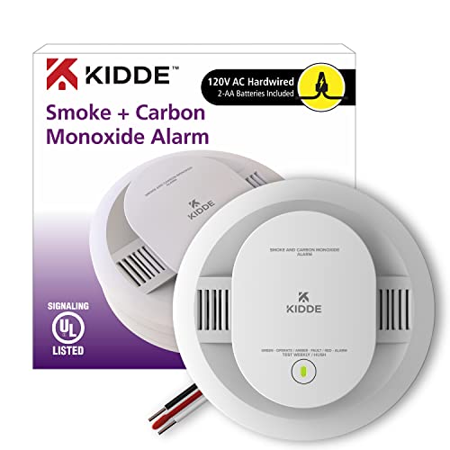 Kidde Hardwired Smoke & Carbon Monoxide Detector, AA Battery Backup, Interconnectable, LED Warning Light Indicators & Smoke Detector, Hardwired Smoke Alarm with Battery Backup, White