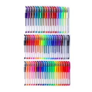 mewmewcat gel pens,60 Glitter Color Artist Gel Pen Set with 30 Matching Color Refills Fine Tips Coloring Book for Drawing Sketching School Stationery Suppliers Office Accessories DIY Tools Kit