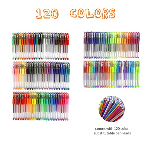 mewmewcat gel pens,60 Glitter Color Artist Gel Pen Set with 30 Matching Color Refills Fine Tips Coloring Book for Drawing Sketching School Stationery Suppliers Office Accessories DIY Tools Kit