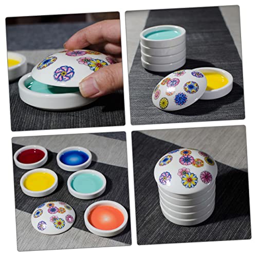 1 Set 5 Layers of Ceramic Coloring Watercolor Paint Palette Oil Paint Palette Paint Ceramic Mixing Trays Water Color Mixing Plates Artist Mixing Trays Multipurpose Ink