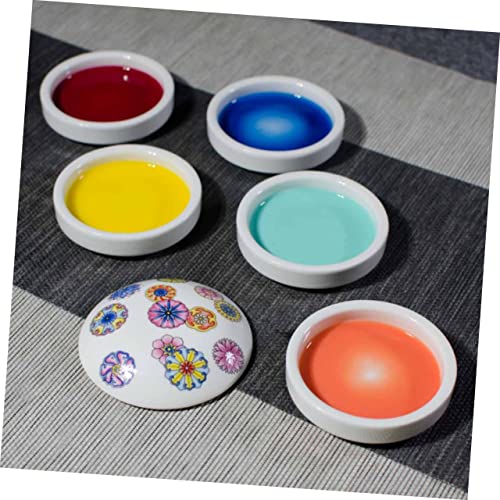 1 Set 5 Layers of Ceramic Coloring Watercolor Paint Palette Oil Paint Palette Paint Ceramic Mixing Trays Water Color Mixing Plates Artist Mixing Trays Multipurpose Ink